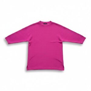 Michael Carrie Vintage‎ Ribbed Hot Pink 3/4 Sleeve Crew Neck, Woman's Medium Top